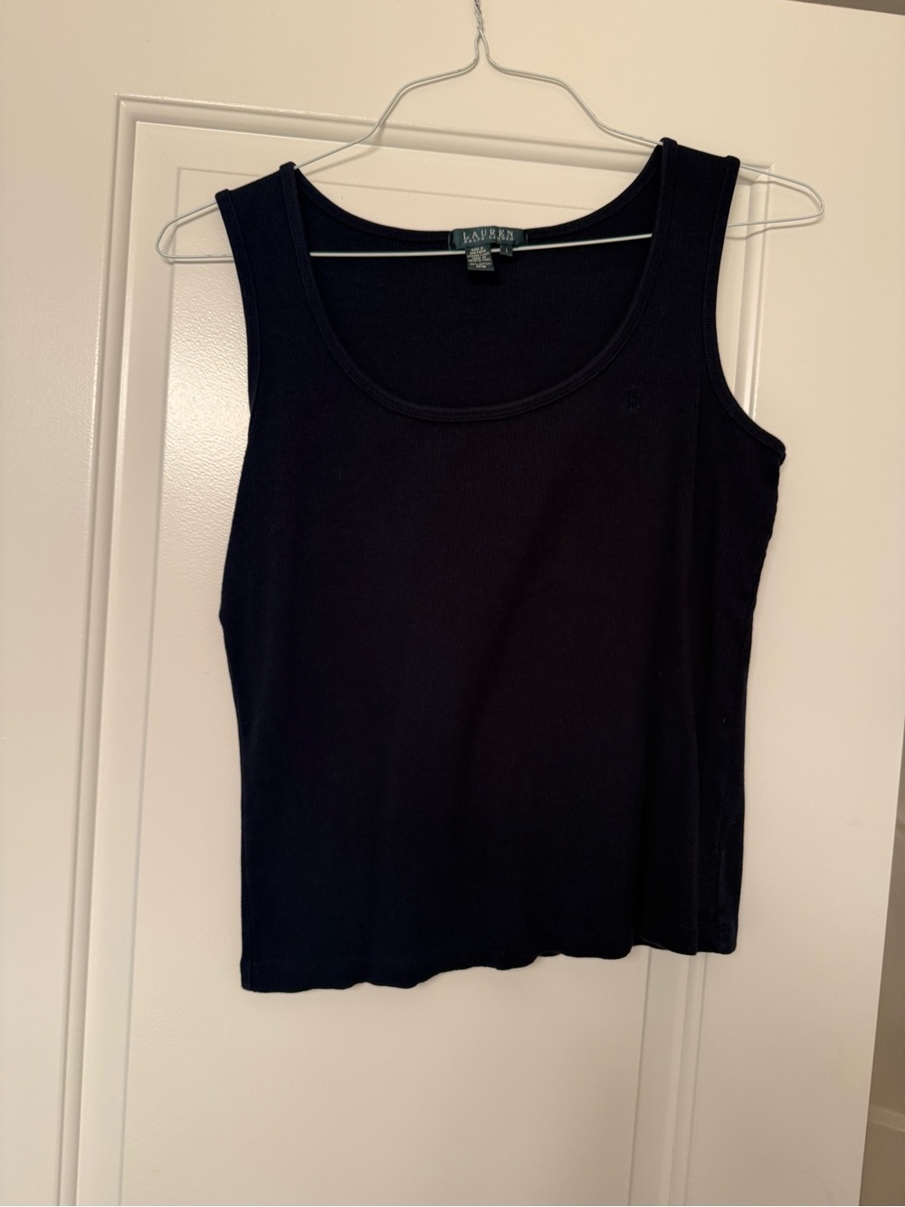 Ralph Lauren Black Ribbed Scoop Neck Tank Top